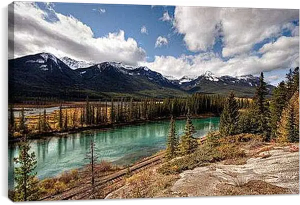 Постер на подрамнике - Вид на заснеженные горы