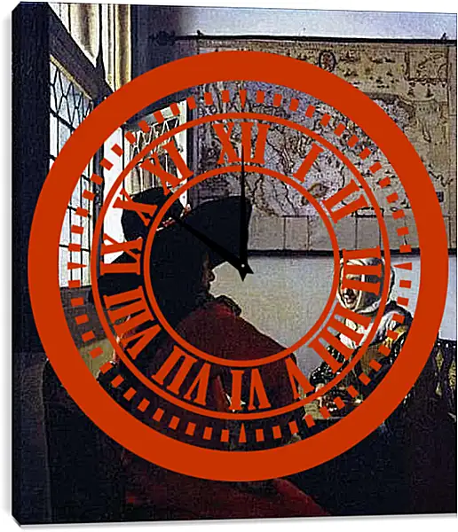 Часы картина - Soldat und lachendes Maedchen. Ян (Йоханнес) Вермеер