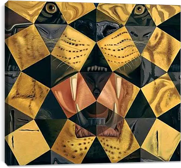 Постер на подрамнике - Fifty Abstract Paintings, from Two Yards Change into Three Lenins Masquerading as Chinese, from Six Yards Appear as the Head of Royal Bengal Tiger. (Пятьдесят абстрактных картин, складывающихся на расстоянии два метра в три портрета Ленина в виде китайца,