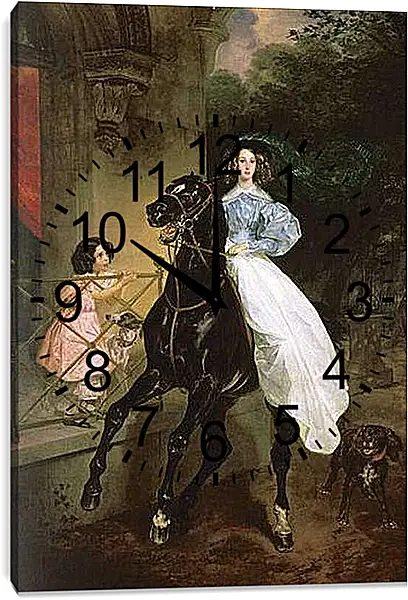 Часы картина - Всадница. Брюллов Карл Павлович