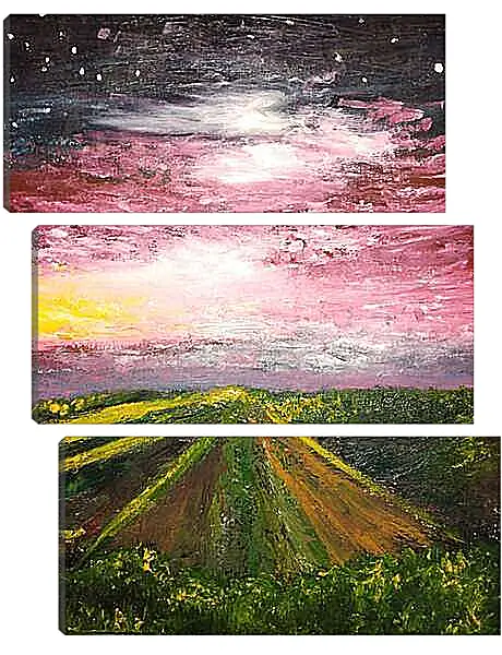 Модульная картина - Рассвет на холмах