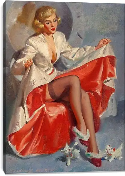 Постер на подрамнике - Дама со щенками