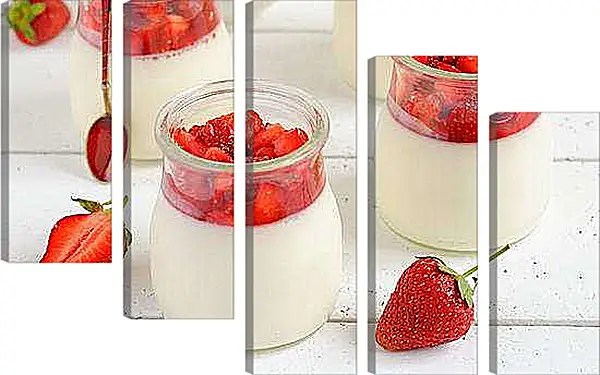 Модульная картина - Четыре баночки клубники. Клубничное настроение.