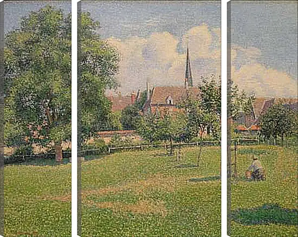 Модульная картина - Дом глухой женщины и колокольня в Эраньи. Камиль Писсарро