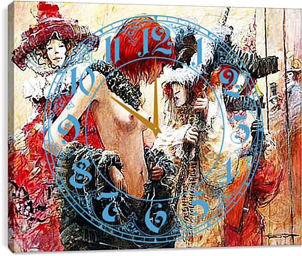 Часы картина - Рыжеволосая девушка. Эротика