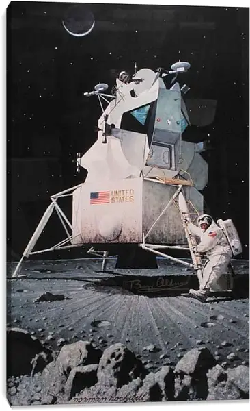 Постер на подрамнике - Человек на Луне. Норман Роквелл