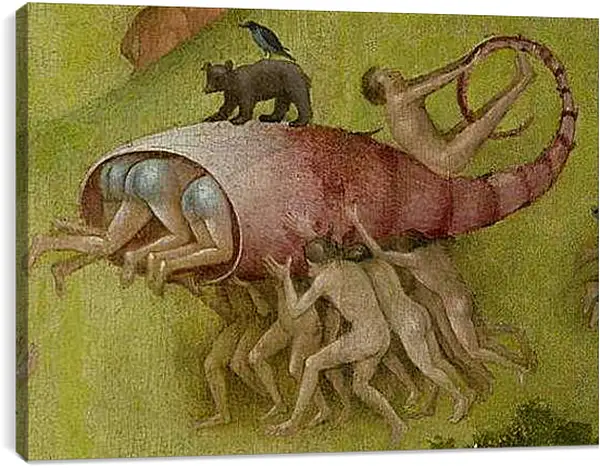 Постер на подрамнике - Lobster shell with people. Иероним Босх