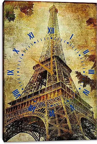 Часы картина - Париж эйфелева башня