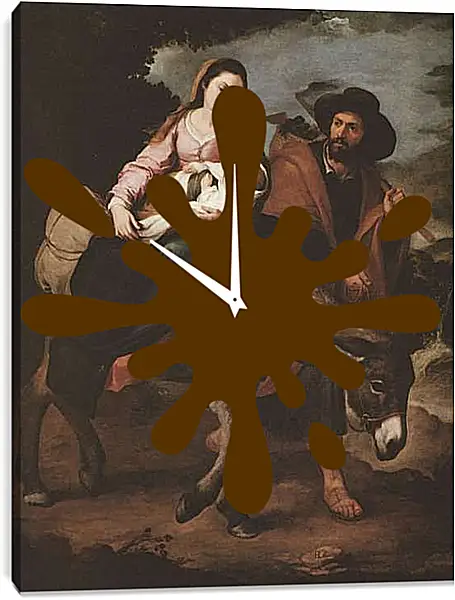 Часы картина - Бегство в Египет. Бартоломе Эстебан Мурильо