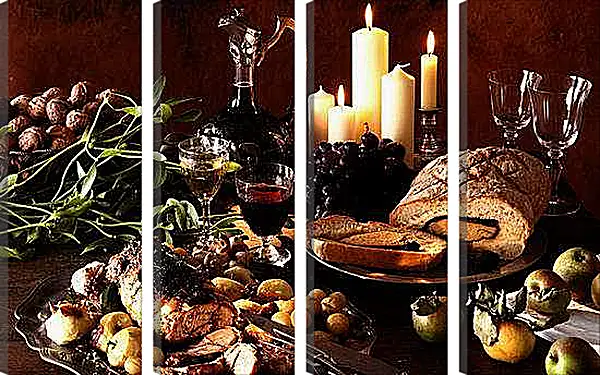 Модульная картина - Еда и алкоголь. Натюрморт с ужином.