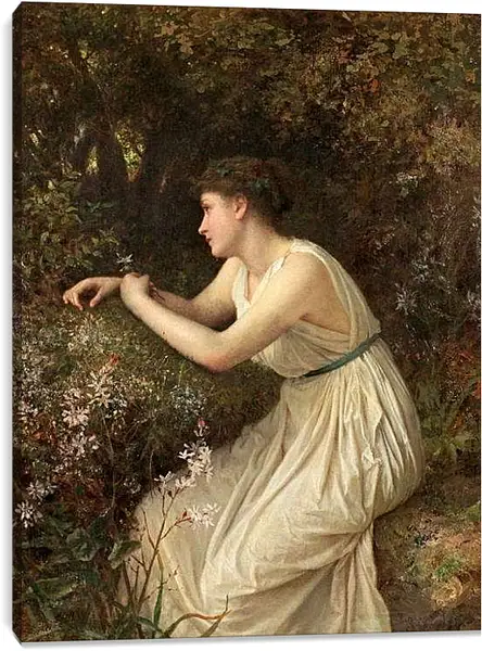 Постер на подрамнике - Молодая женщина в лесу. Софи Жанжамбр Андерсон