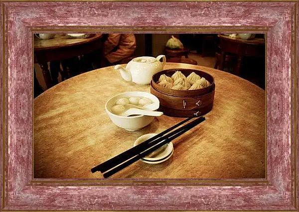 Картина в раме - Хинкали. Азиатский завтрак.