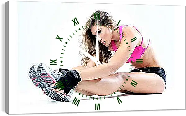 Часы картина - Девушка занимается растяжкой