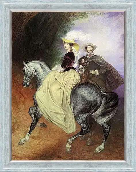 Картина в раме - Всадники. Брюллов Карл Павлович