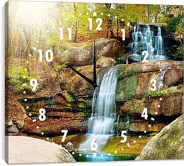 Часы картина - Водопад осенью