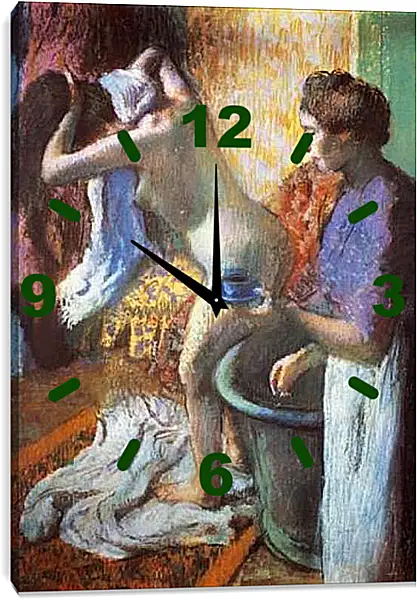Часы картина - Le petit dejeuner a la sortie du bain. Эдгар Дега