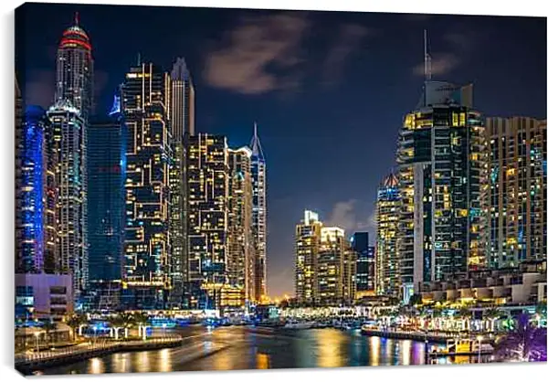 Постер на подрамнике - Город под ночным небом. Дубай