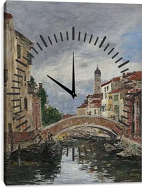 Часы картина - Small Channel in Venice, 1895. Эжен Буден