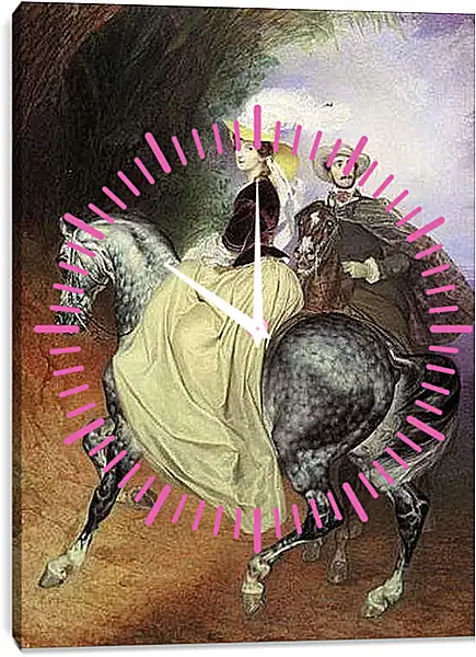 Часы картина - Всадники. Брюллов Карл Павлович