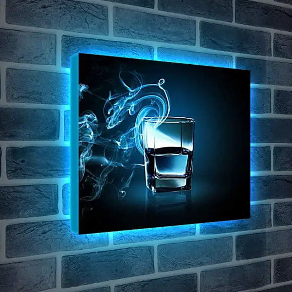 Лайтбокс световая панель - Стакан с водой. Синий бриз.