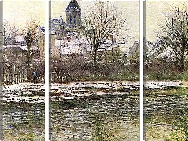 Модульная картина - Church of Vetheuil in the Snow. Клод Моне