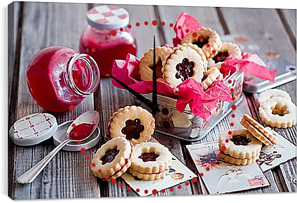 Часы картина - Две банки варенья и печенья с повидлом