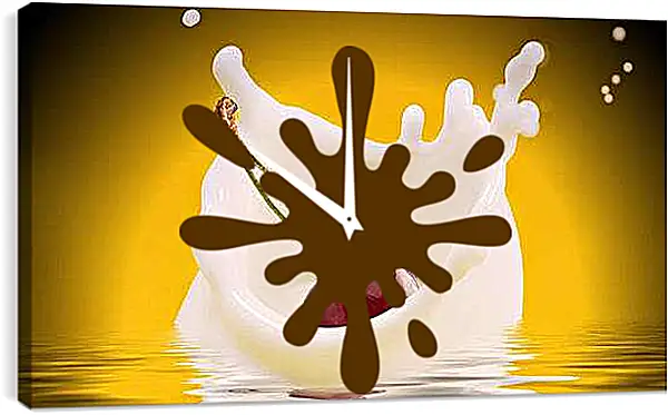 Часы картина - Вишня. Вишнёвый всплеск.