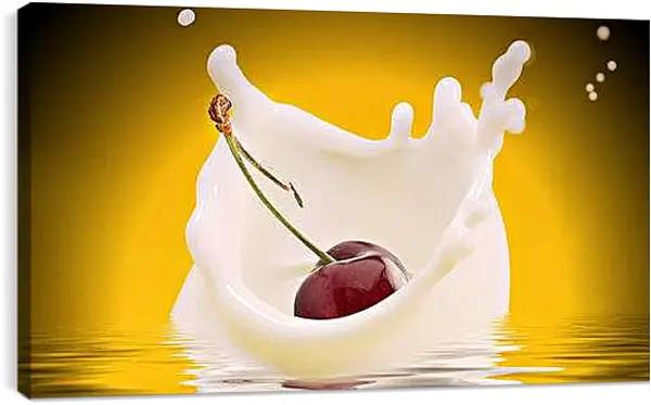 Постер на подрамнике - Вишня. Вишнёвый всплеск.