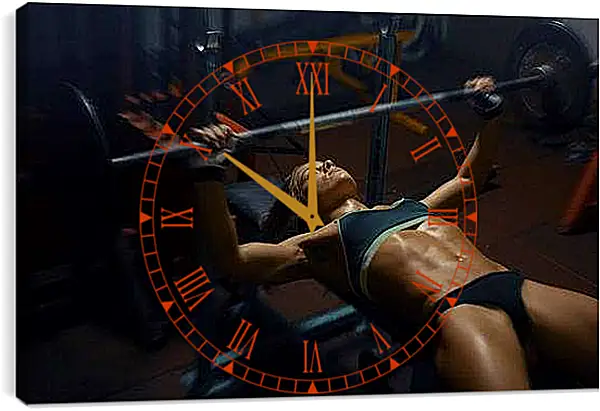 Часы картина - Девушка. Жим лёжа