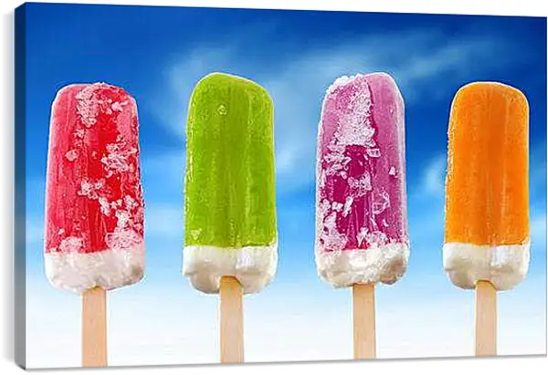 Постер на подрамнике - Мороженое разных цветов. Радуга вкуса.