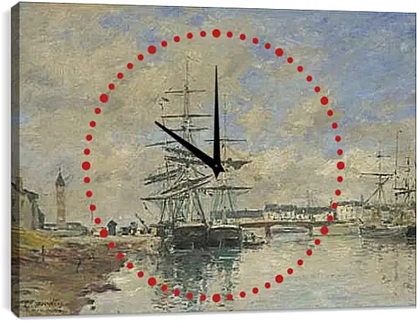 Часы картина - Deauville Harbour. Эжен Буден