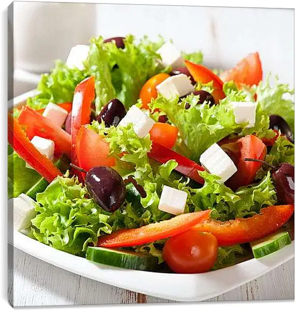 Постер на подрамнике - Салат греческий. Средиземноморская свежесть.