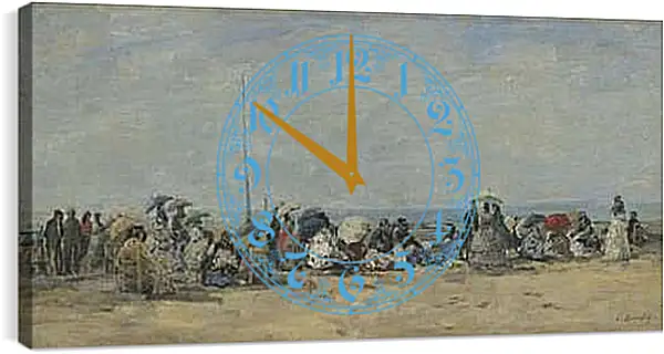 Часы картина - Beach Scene, Trouville. Эжен Буден