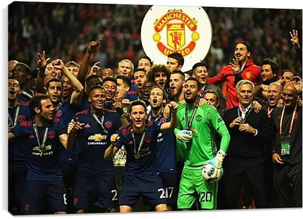 Постер на подрамнике - С медалями на шее. ФК Манчестер Юнайтед