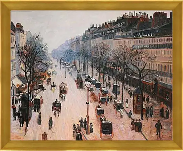 Картина в раме - Бульвар Монмартр зимним утром. Камиль Писсарро