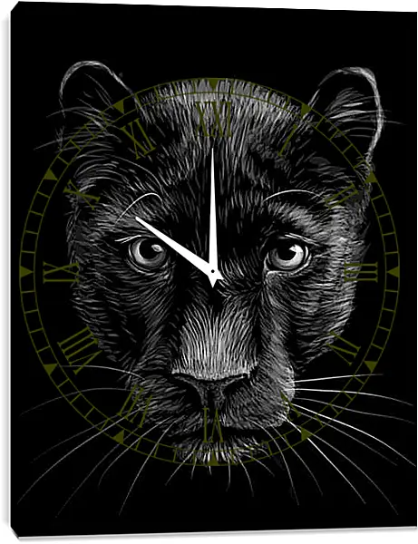 Часы картина - Чёрная пантера