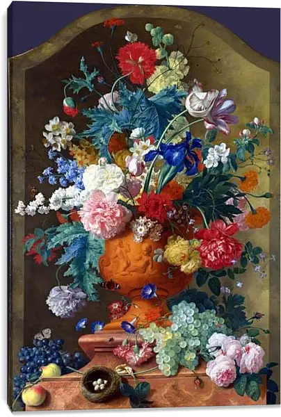 Постер на подрамнике - Цветы в терракотовой вазе. Ян ван Хёйсум