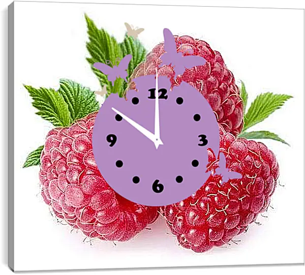Часы картина - Малина. Ягодное Наслаждение.