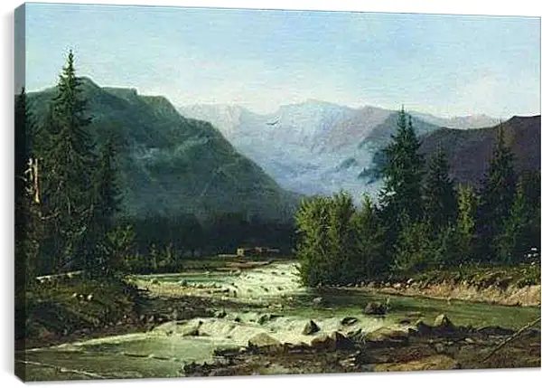 Постер на подрамнике - Швейцарский пейзаж. Мещерский Арсений
