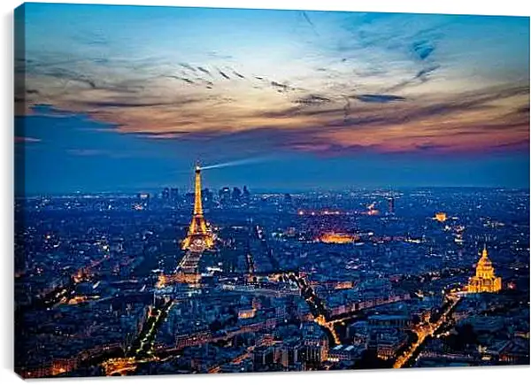 Постер на подрамнике - Вид на вечерний Париж