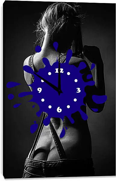 Часы картина - Девушка в подтяжках