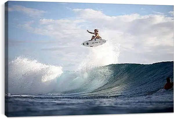 Постер на подрамнике - Летящий над волной сёрфингист