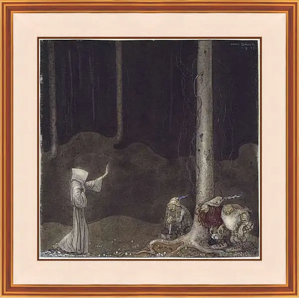 Картина в раме - Brother St. Martin and the Three Trolls. Брат Св. Мартин и три тролля. Йон Бауэр
