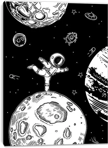 Постер на подрамнике - Астронавт и космос