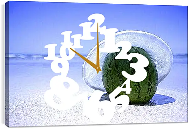 Часы картина - Арбуз в теньке. Арбузный Отпуск.