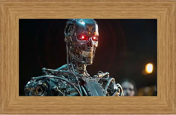 Картина в раме - Металлический череп. Терминатор
