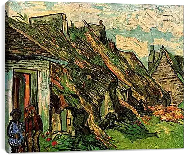 Постер на подрамнике - Thatched Sandstone Cottages in Chaponval. Винсент Ван Гог