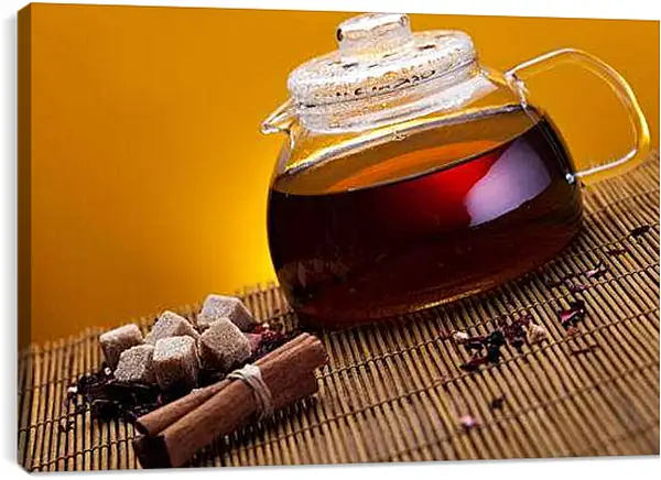 Постер на подрамнике - Чай с корицей. Чайная Гармония.