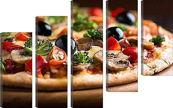 Модульная картина - Пицца с оливками и грибами. Аппетитная Пицца.