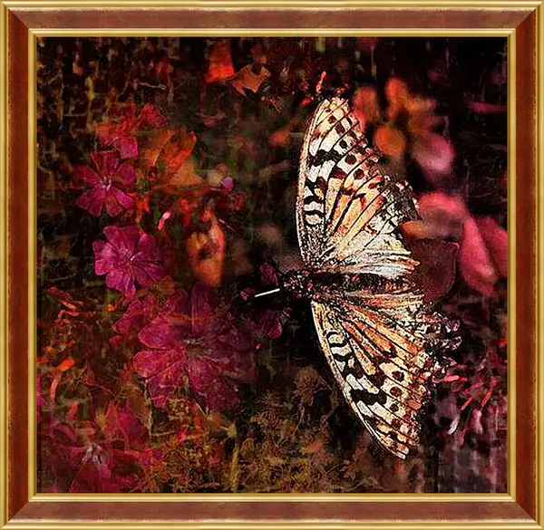 Картина в раме - Панно с бабочкой